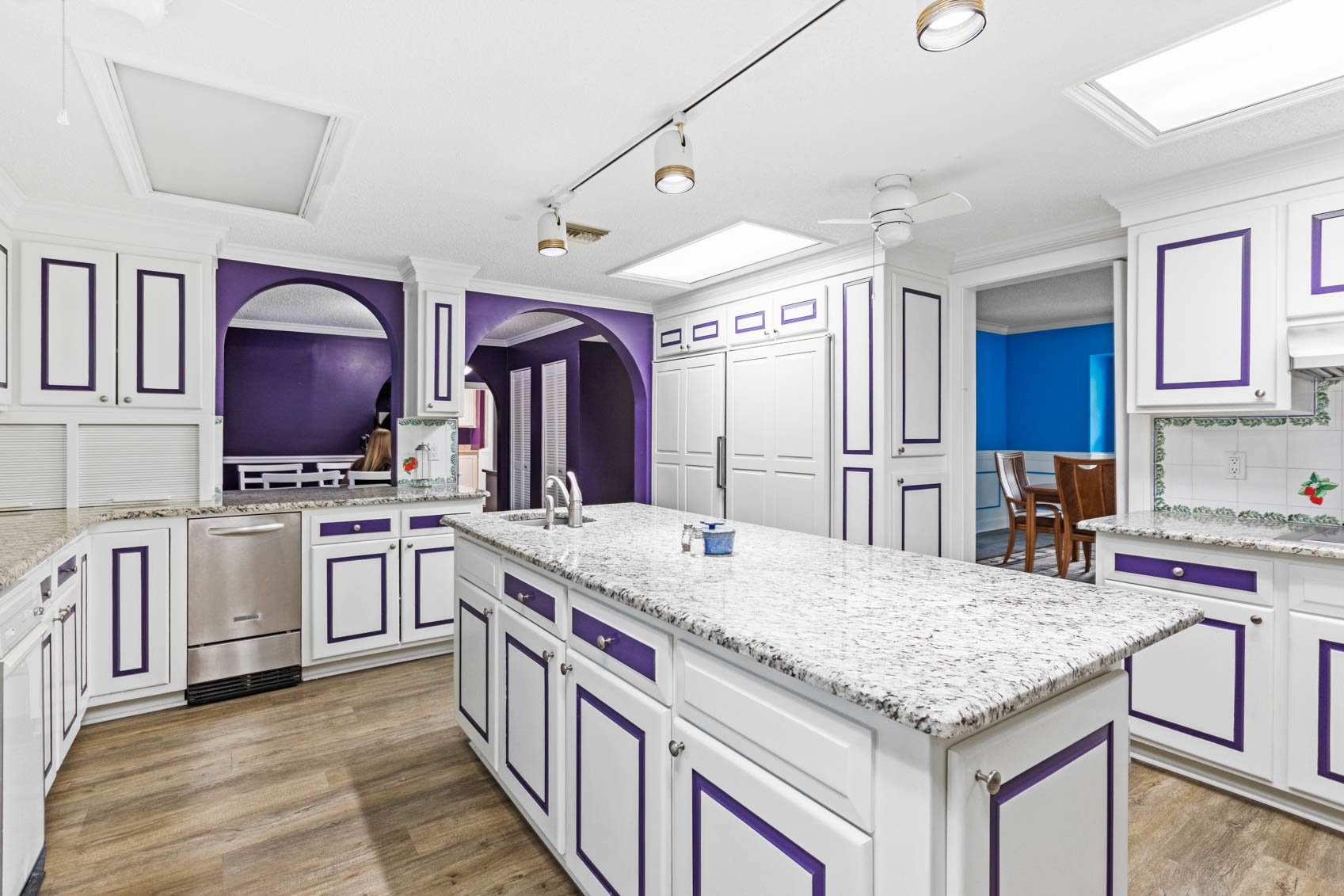 kitchen with white cabinets